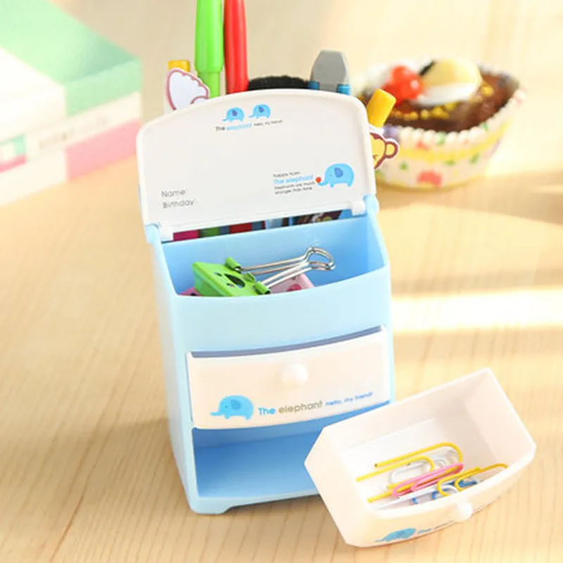 Small for Table Two Layer Drawer Container School Desk Student Supply Stationery Organizer Storage Plastic Pen Holder |