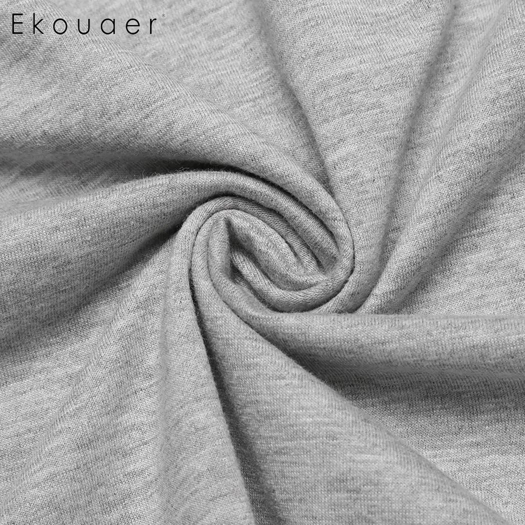Женская ночная рубашка Ekouaer свободная с треугольным вырезом и принтом в виде