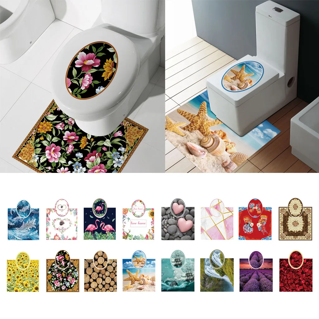 

2pcs Adhesive Decorative Toilet Seats Closestool Lid Cover Sticker for Home Bathroom Decoration
