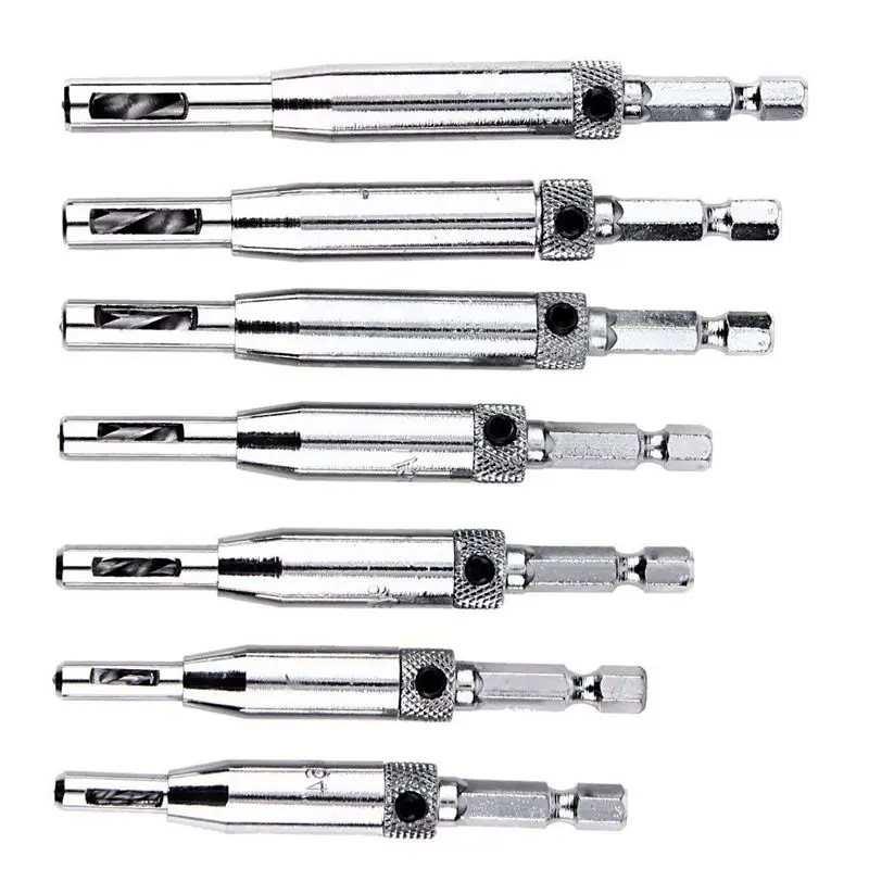 Drill Bit Set For Wood Quick Change And Automatic Spring Loaded Center Punch Door Self-Centering Hinge Core Tapper Dri | Инструменты