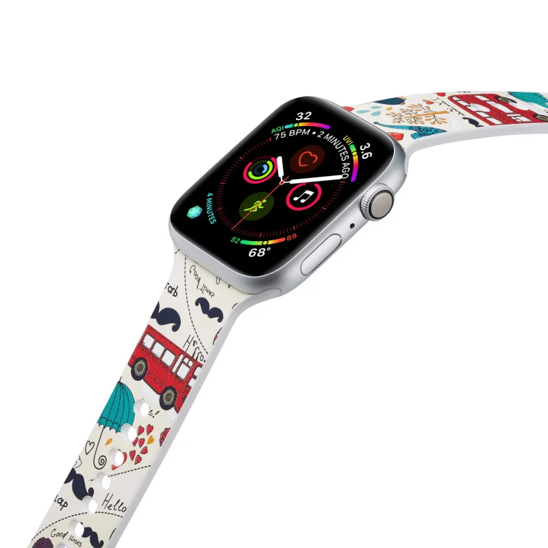 Ремешок силиконовый спортивный для Apple Watch 5 4 3 2 1 мягкий мультяшный браслет с