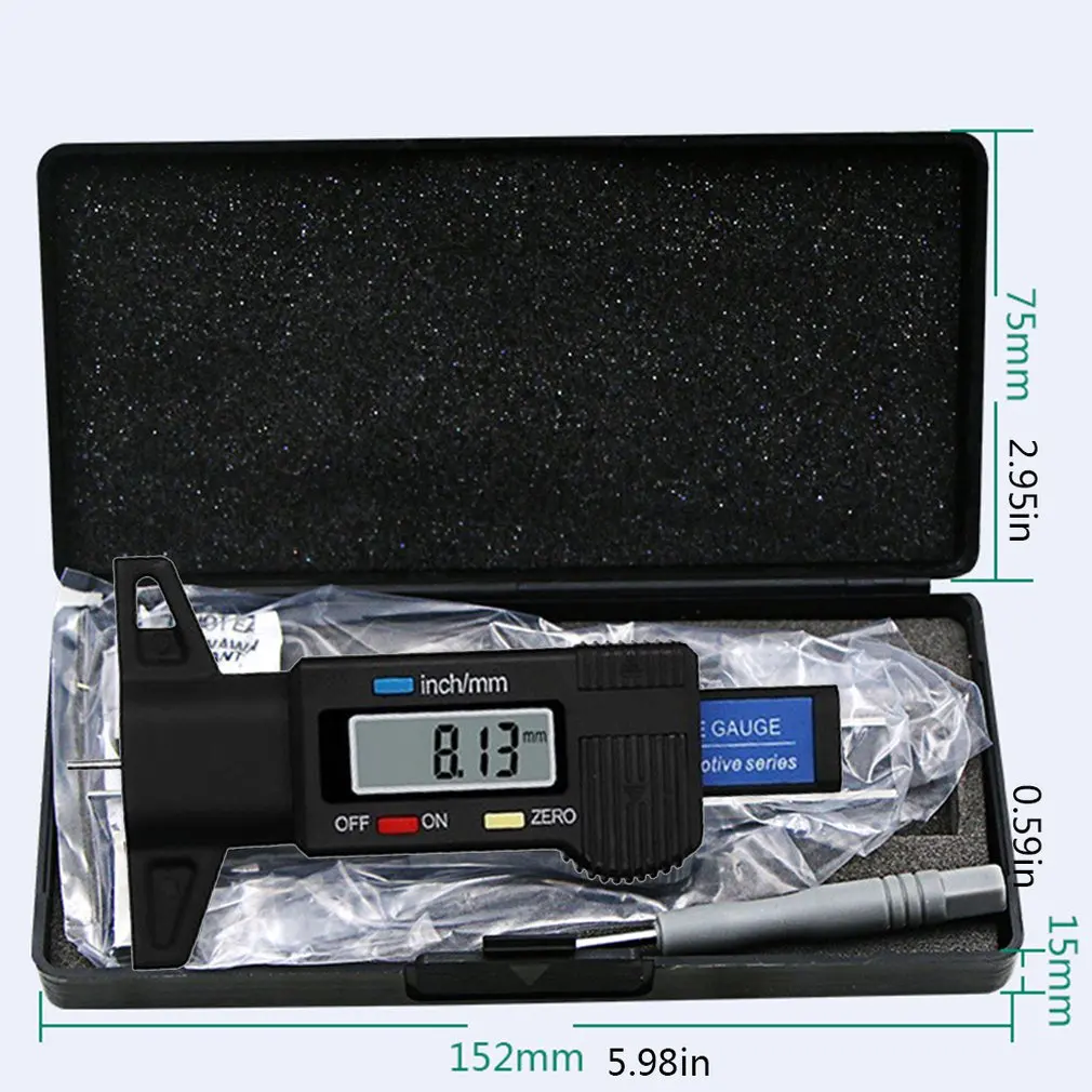 Автомобильный цифровой измеритель глубины протектора для шин 0-25 4 мм