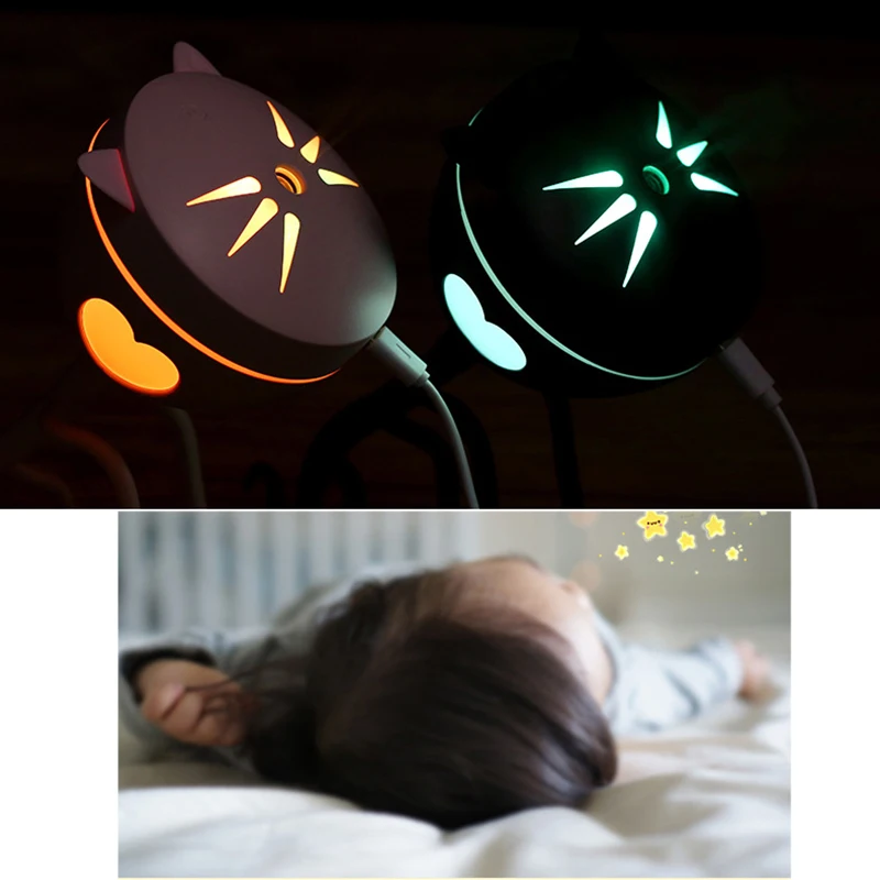 EAS 150ML портативный милый кот USB LED светящийся ночник увлажнитель Красочный эфирное