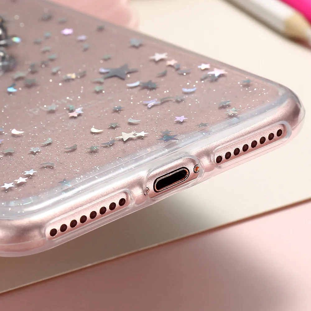 Мягкий чехол KISSCASE 3D Bear Star для iPhone 8 6 6s 7 Plus милый Блестящий силиконовый 7| |