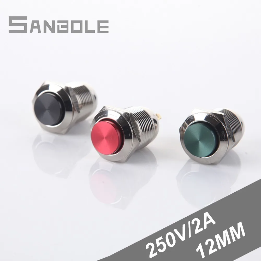 

Metal Push Button Switch 12mm Reset Momentary Small Micro High Round Type Power Doorbell Normally Open 250V/2A
