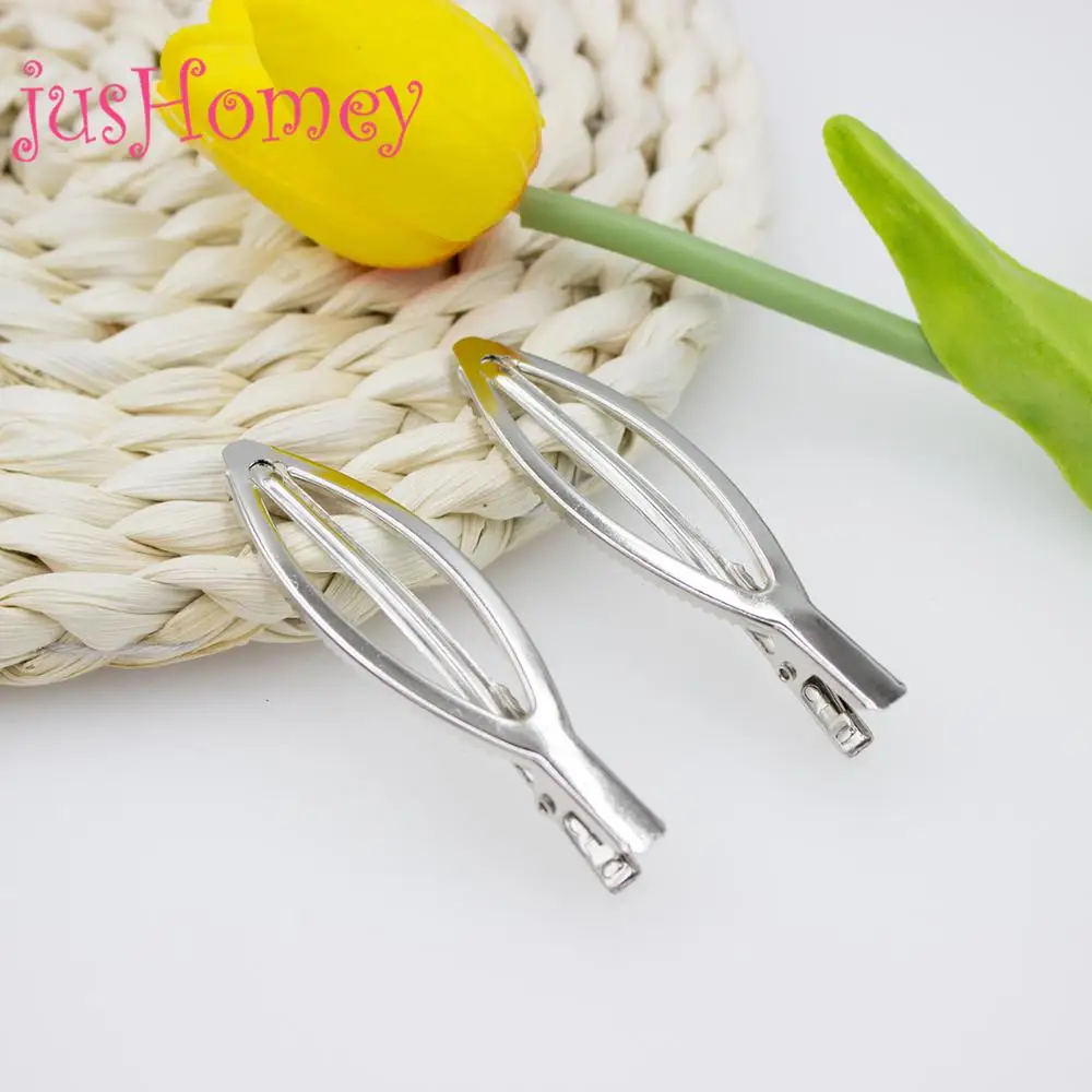 30PCS 75mm Silver Tone Oval Alligator Hair Clips Single Prong Metal Barrette for Craft Ribbon Bow DIY Accessory | Дом и сад