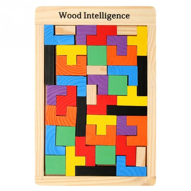 Kids Colorful Jigsaw Board Baby Wooden Tetris Puzzles Toys Children Magination Intellectual Educational For Gift | Игрушки и хобби