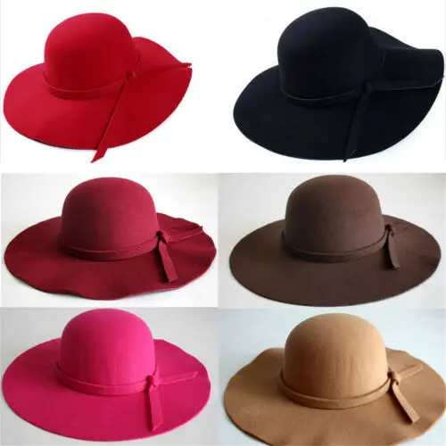 2019 Fashion New Women Girl Ladies Floppy Wide Brim Wool Felt Bowler Beach Hat Solid Sun Cap | Аксессуары для одежды
