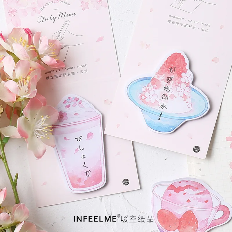 2 шт . Эстетическая вишневый цвет серия Post It sticky Notes Kawaii наклейки блокнот школьные
