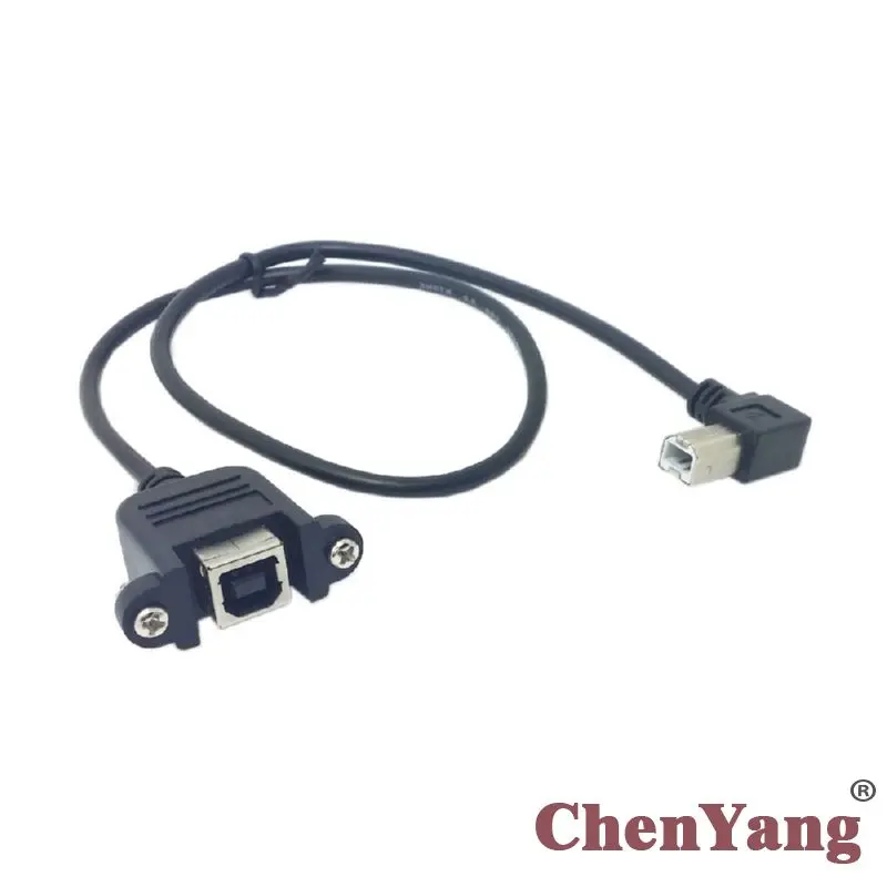 

Chenyang Male 90 Degree Left Angled USB B Type to Female extension cable with screws for Panel Mount 50cm