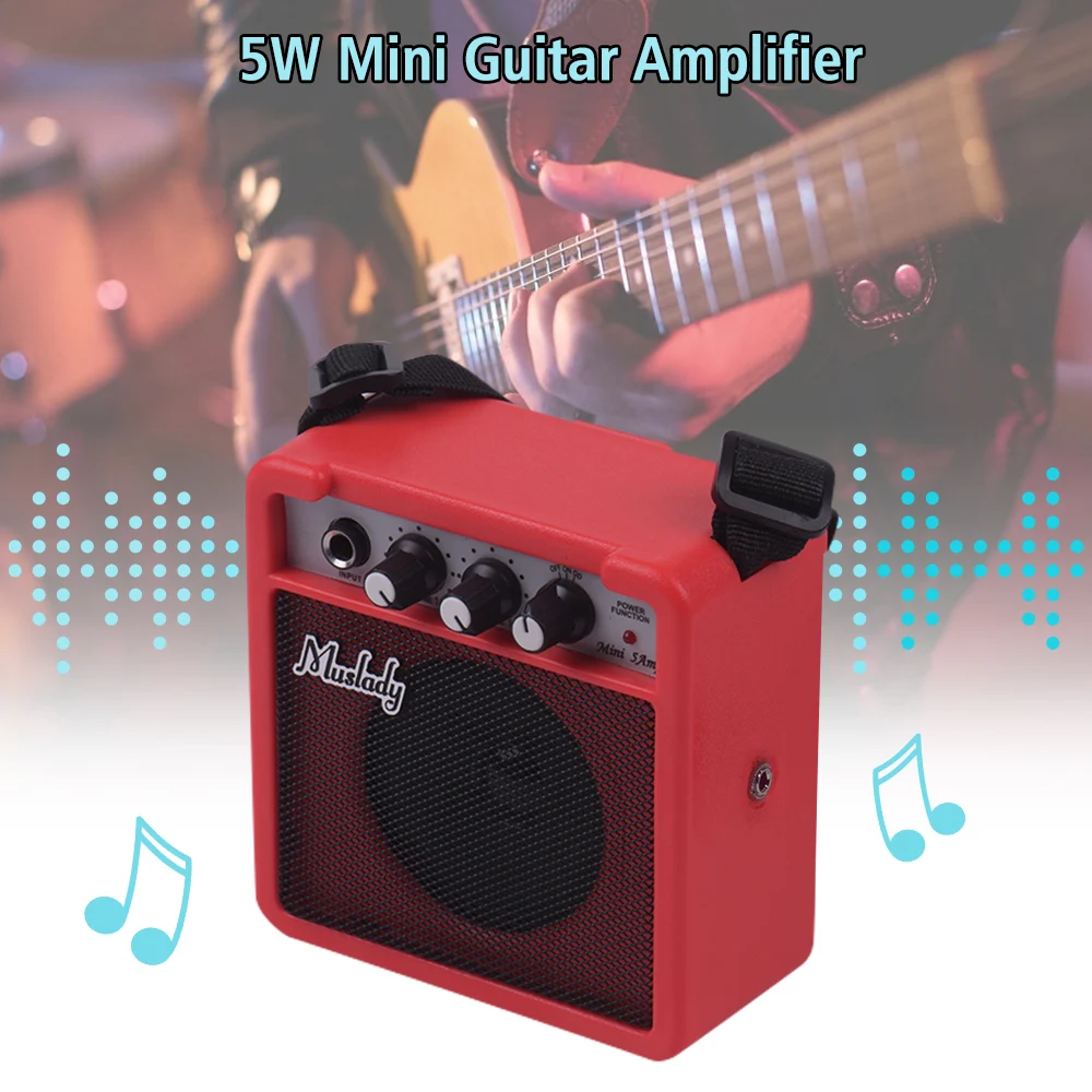 

Muslady 5W Mini Guitar Amplifier Amp Speaker with 3.5mm & 6.35mm Inputs 1/4Inch Output Supports Volume Tone Adjustment Overdrive