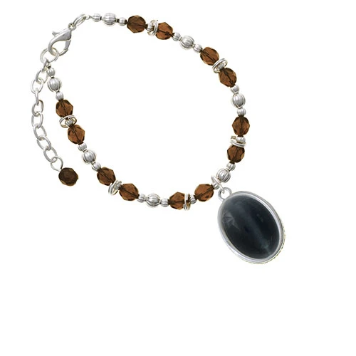 Серебряный овальный Имитация кошачий глаз черно коричневый браслет из бисера| |