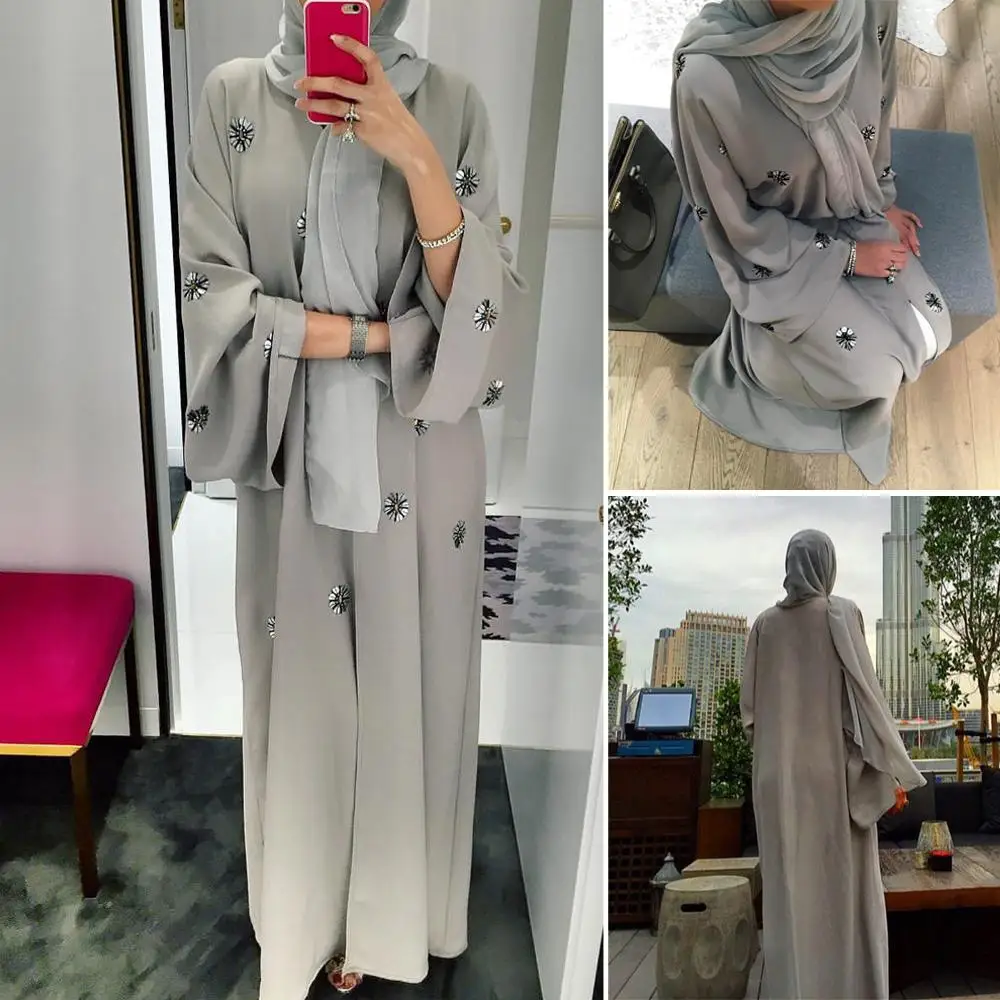 Мусульманский кардиган с вышивкой Абая длинное платье кимоно туника Jubah Katfan