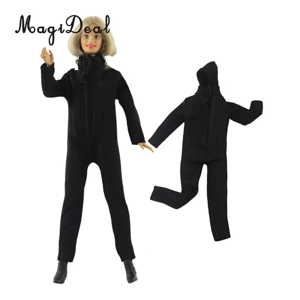 

Fashion Black Sports Jumpsuit Casual Outfit for 30cm Doll Dress Up Accessories