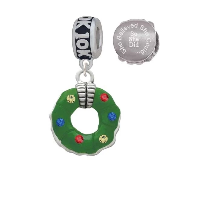 Зеленый полимерный венок с кристаллами 10 K Run она верила что может очаровать бусы