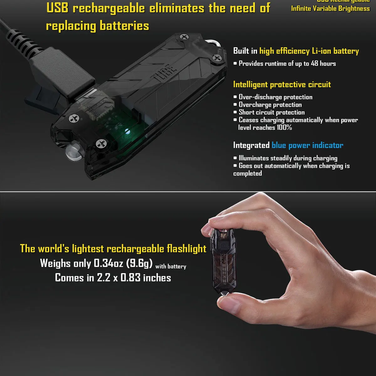 NITECORE 45 Люмен Usb Перезаряжаемый мини брелок светодиодный фонарик Edc факел|Фонарики