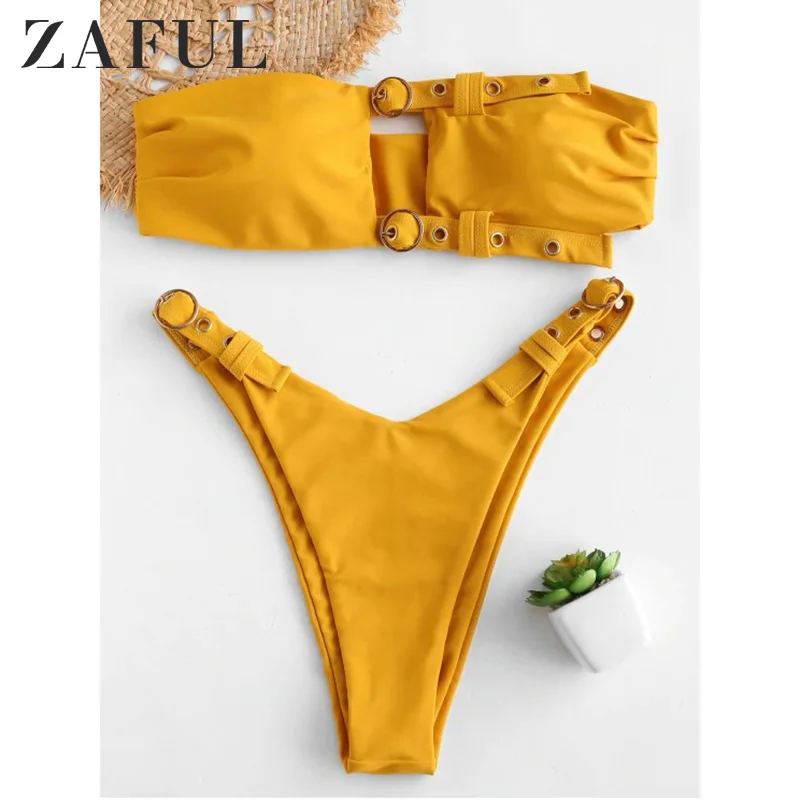 ZAFUL женский сексуальный бикини с открытыми плечами из двух частей купальник