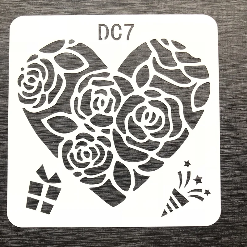 Полые многослойные трафареты сделай сам в форме сердца с розой для Росписи Стен