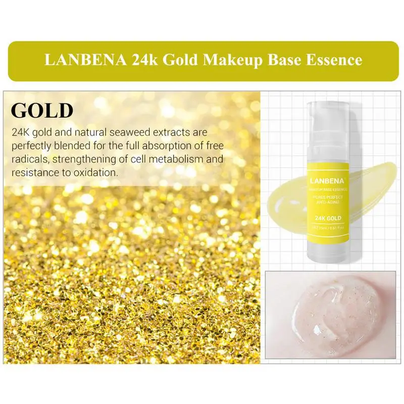 Гиалуроновая кислота основа для макияжа VC праймер 24K золото стойкая грунтовка