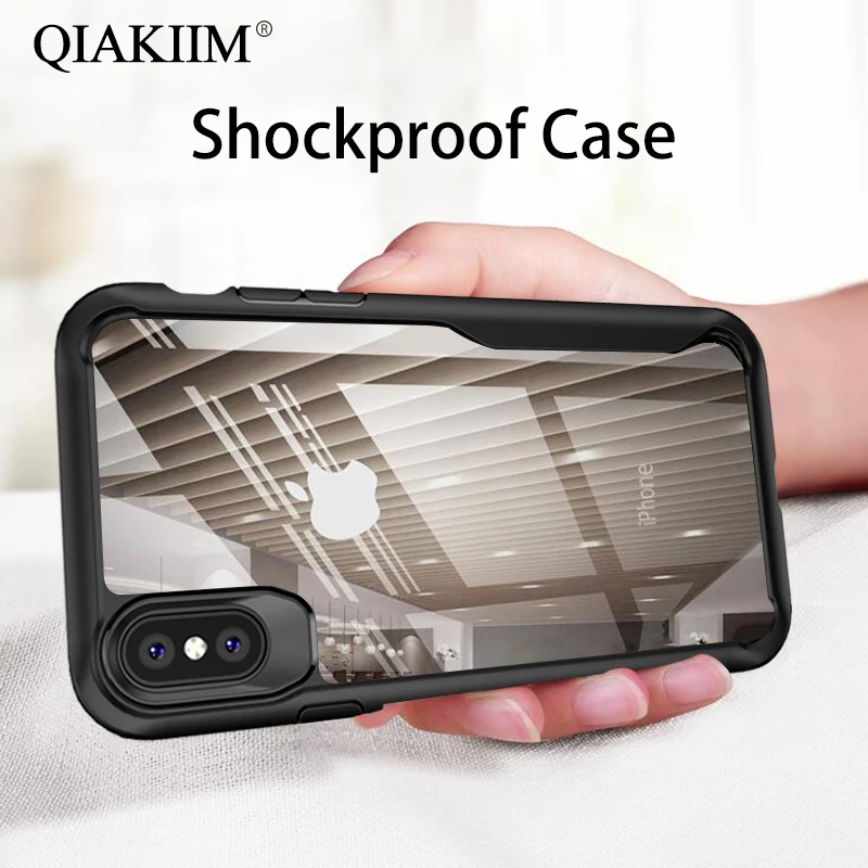 Clear Shockproof Armor Case For iPhone XS Max XR 8 7 6 6S Plus 5 5S SE Transparent Cover Luxury Silicone + Acrylic Phone Cases | Мобильные
