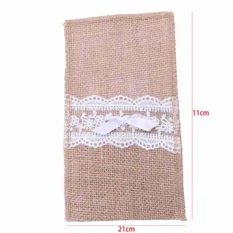 Держатель ножа вилка ложка столовые приборы Мешковина джутовая и кружевная