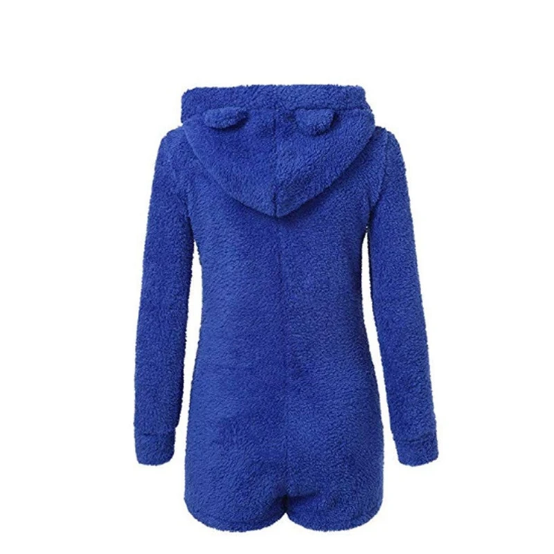 Женская Теплая Флисовая Пижама с 3d ушками милый мягкий осенний спальный