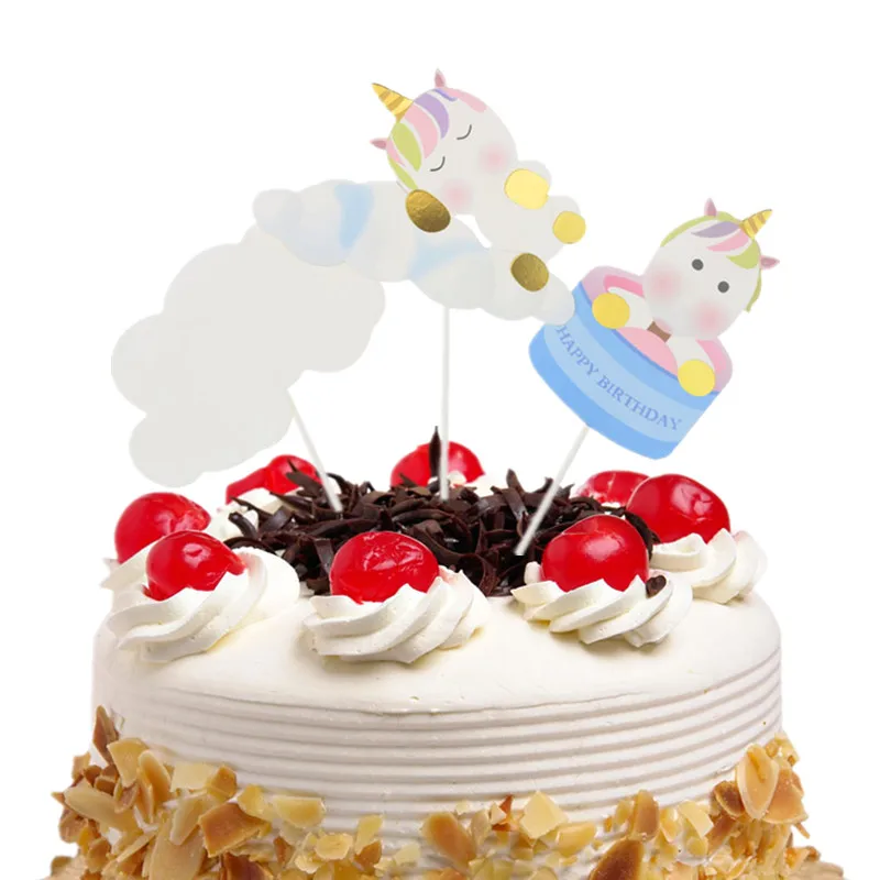 

3 шт./компл. Единорог Торт Топперы флаги кекс торт Топпер Дети День рождения Свадьба Свадебный торт обертка вечерние украшения для выпечки DIY