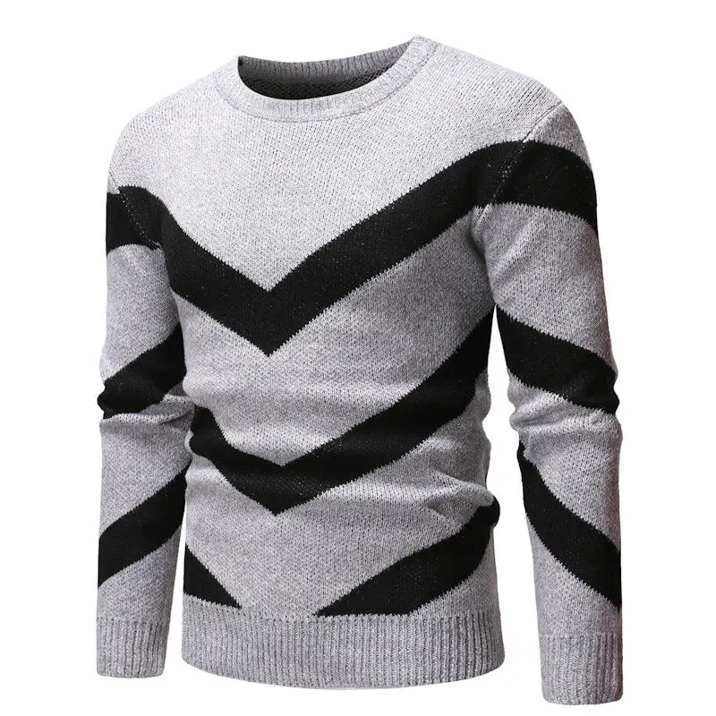 hirigin 2018 Winter Warm Men's Color Splice Long Sleeve Sweater Jumper Knitted Crew Neck Casual Stylish Pullover M-2XL | Мужская