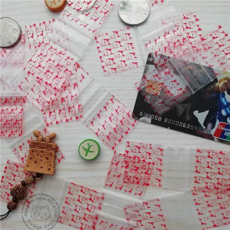 100pcs Ziplock Packing Bags Red Devil Print 125125 Reclosable Plastic Bag Zip Lock Poly Baggies 1.25&quotx1.25&quot | Дом и сад
