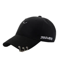 2019 new arrival concise style fashion unisex kpop g dragon baseball cap safety pin curved hat men women ring sport hoop cap