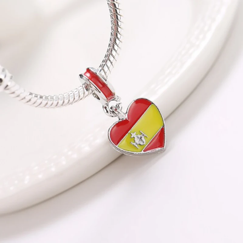 Оригинальные бусины с испанским флагом подходят для браслетов Pandora День Святого