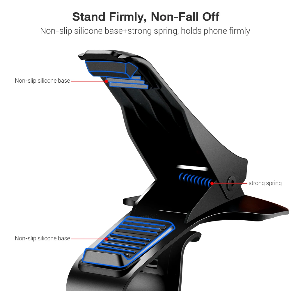 Автомобильный держатель KISSCASE с зажимом для телефона на приборной панели iPhone Samsung