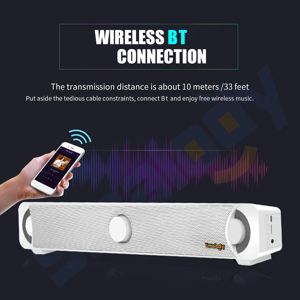 Smalody 10 Вт динамик Bluetooth 4 2 s Soundbar светодиодный домашний кинотеатр стерео сабвуфер