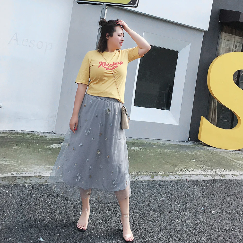 Юбка 2019 лето размер плюс фатин горошек Юбки миди для женщин юбка пачка летняя