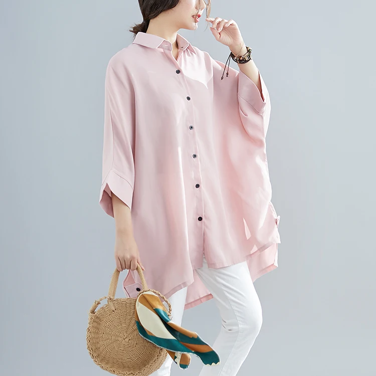 2019 летняя шифоновая рубашка большого размера однотонная свободная Толерантная с