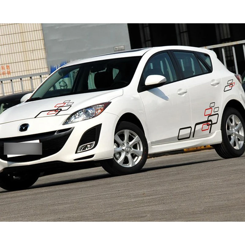 Стильные наклейки для кузова автомобиля двухцветные в виде сетки виниловые