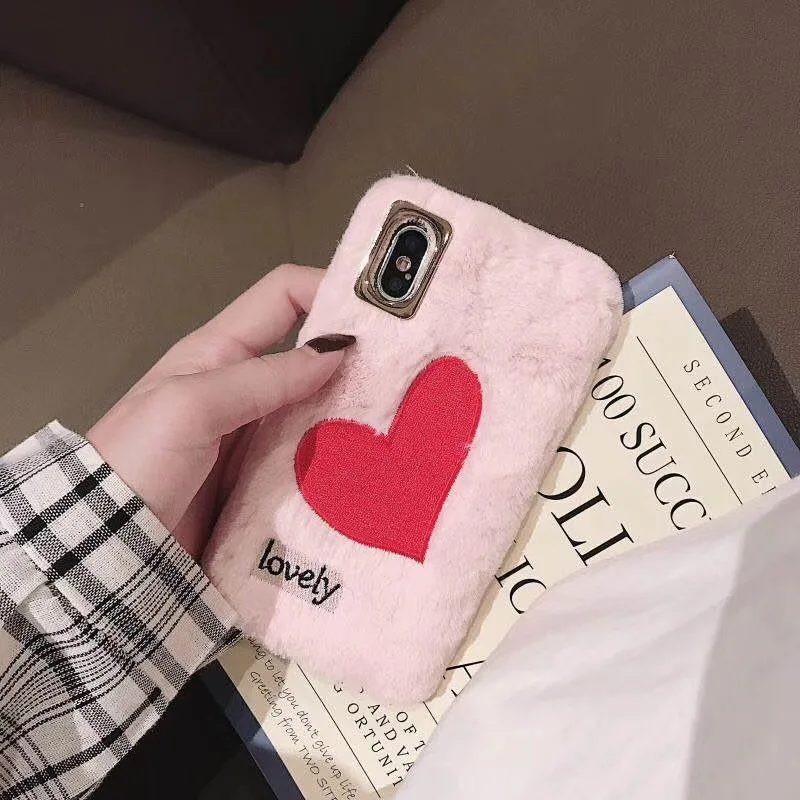 Fashion Winter Warm phone cover for iphone case 7 7plus 8 8plus soft TPU plush back iphone6 6s 6plus X XS MAX XR Love |