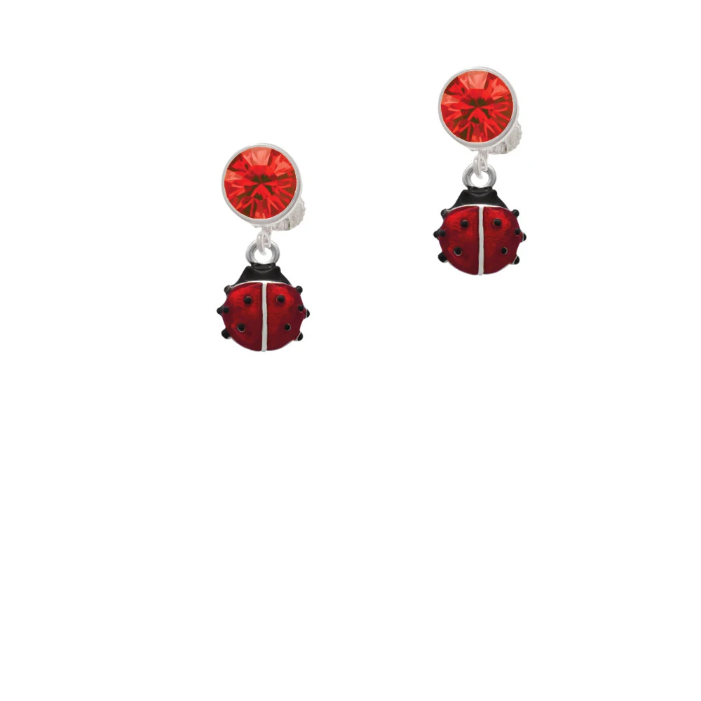 Mini Red Translucent Ladybug Crystal Clip On Earrings | Украшения и аксессуары