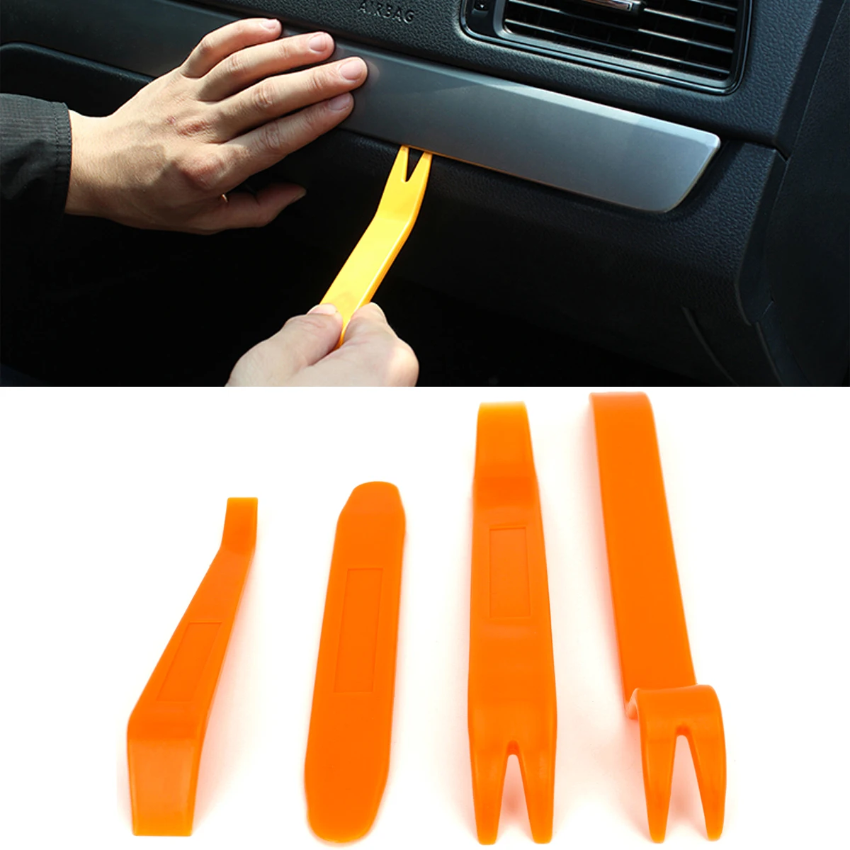 

4pcs Portable Car Radio Door Clip Panel Trim Dash Audio Removal Installer Pry Tool Kit Refit Set Auto Accessories