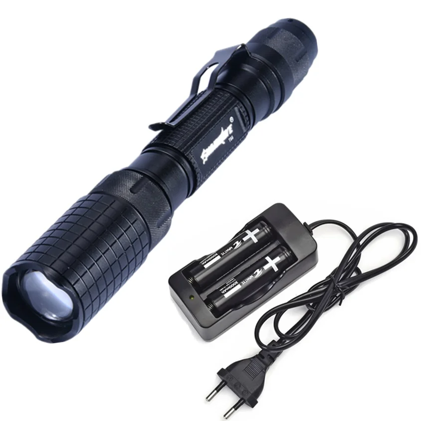 Powerful LED Flashlight Tactical 6000Lm XML T6 Torch light Zoomable Lanterna Waterproof 5 Modes 18650 Rechargeable battery | Освещение
