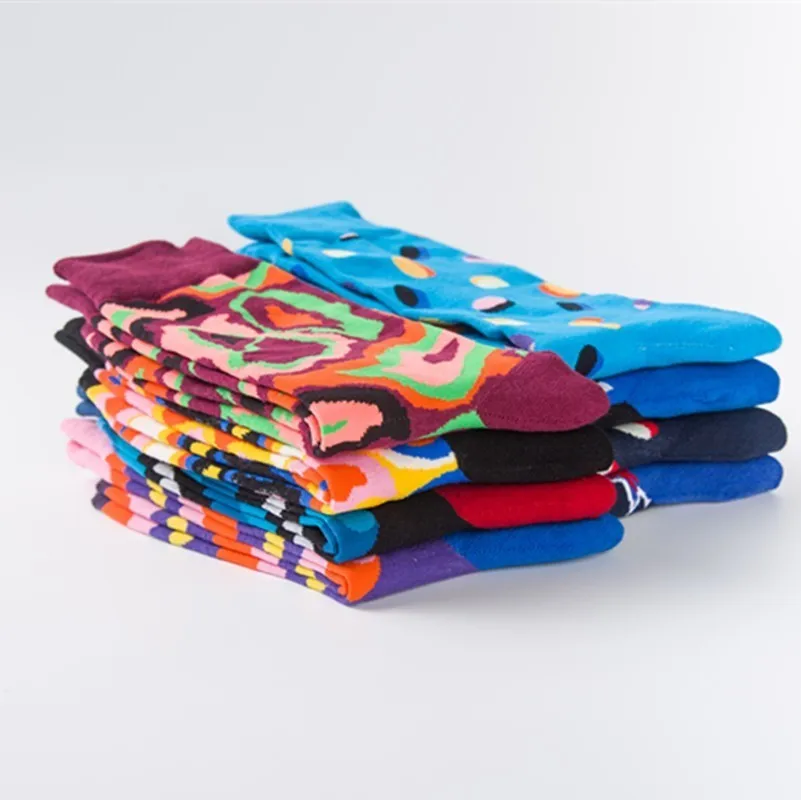 Fashion Harajuku Original 8 Colors Men's Socks Cotton Colorful Dress Happy Novelty Flower Patterned Hip Hop Men Sock Gift | Мужская