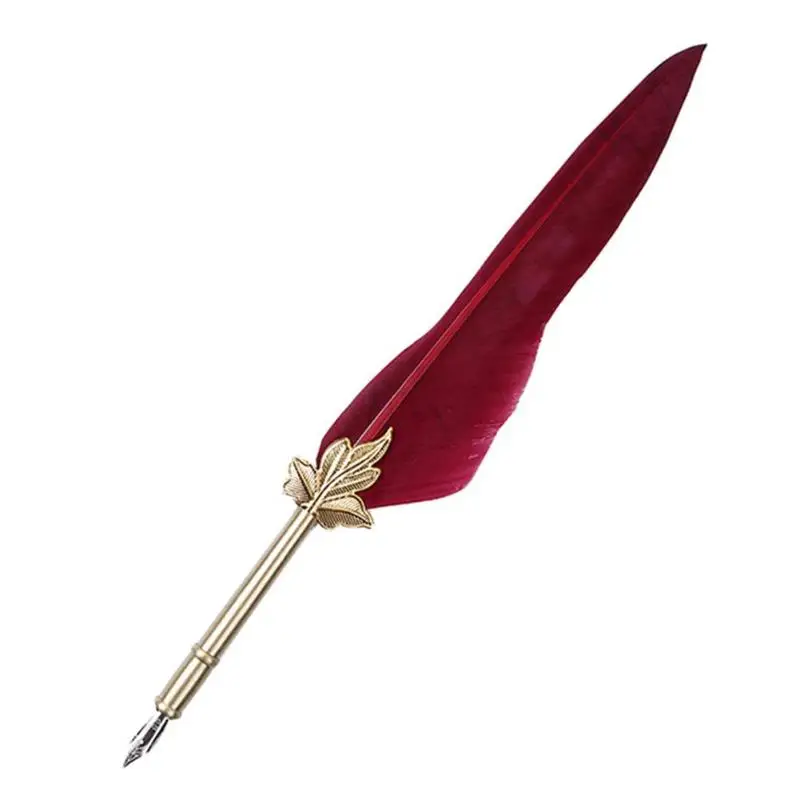 Creative Exquisite Retro Vintage Calligraphy Feather Dip Pen Writing Set Quill Fountain Pens Birthday Gifts Stainless Steel Nib|Перьевые