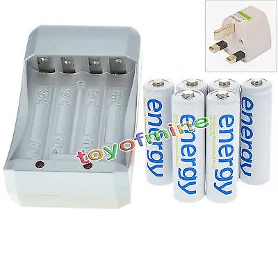 6x AA 3300mAh 1 2 V Ni-MH энергии белого цвета аккумуляторная батарея + зарядное устройство