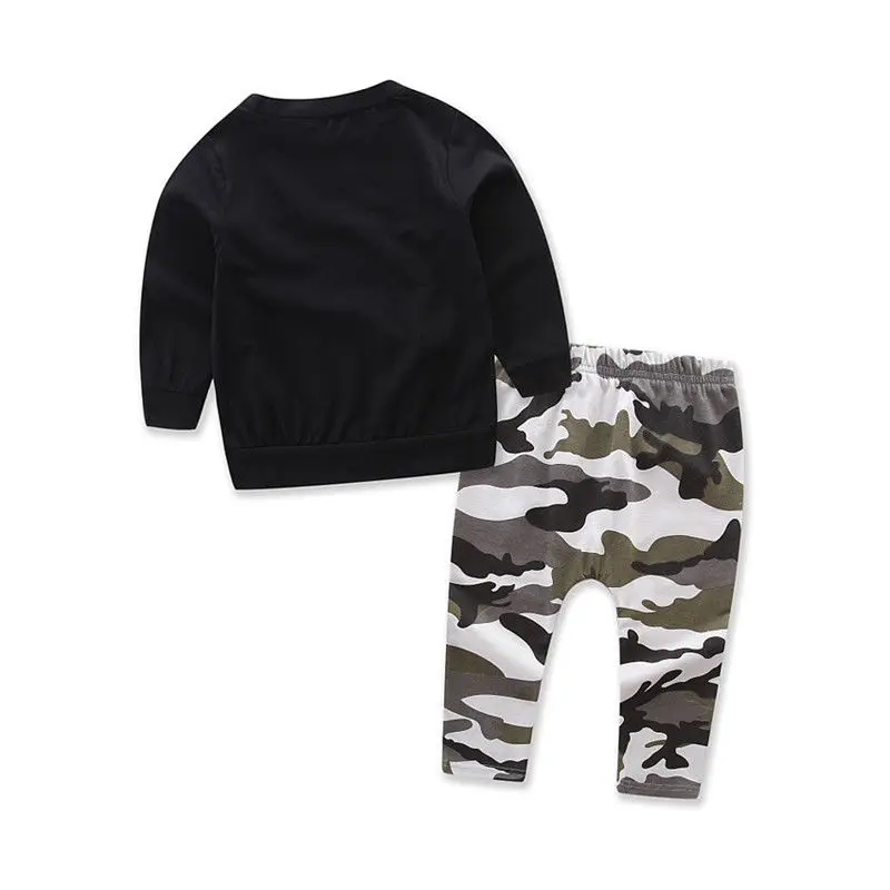 toddler boys clothing set Letter long sleeve T shirt Tops+Camouflage Pants Autumn Winter Children Kids Outfits Clothes Sets |