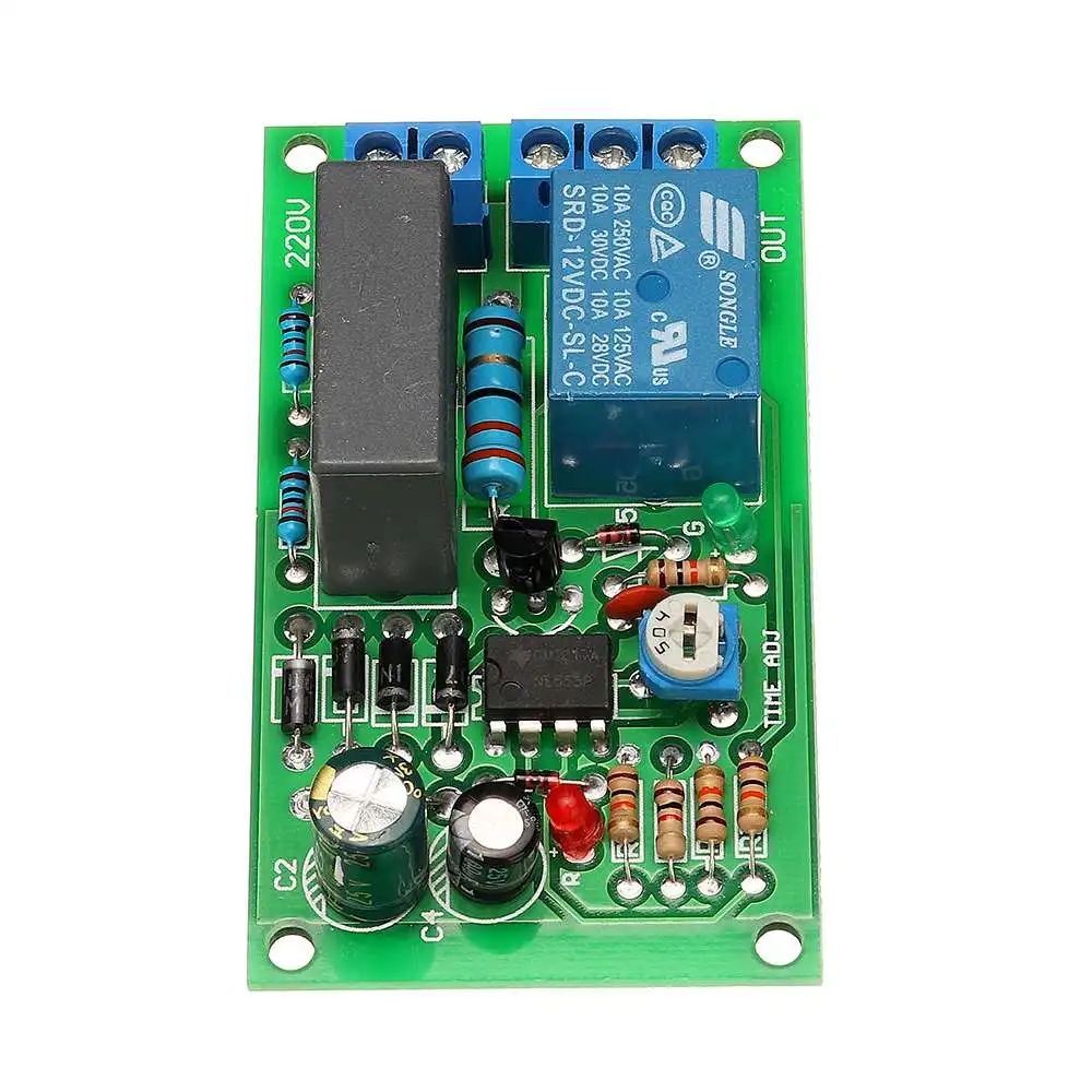 220V 10A 2200W Delay Relay Module Power On Disconnect Circuit Board Corridor Switch 65 x 38 mm | Обустройство дома