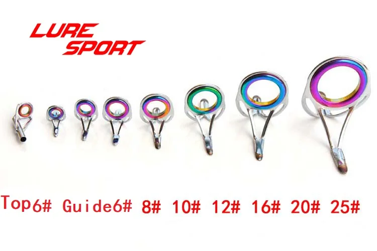 LureSport Guide and Top set Rainbow ring silver frame Rod Building Component guide Fishing Pole Repair DIY Accessory | Спорт и