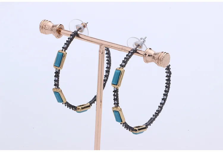 

Free shipping Czech drill natural stone circle earrings copper