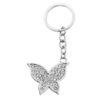 luxury crystal rhinestone butterfly metal keychain keyring bag charm jewelry accessories car key chains porte clef gift for her