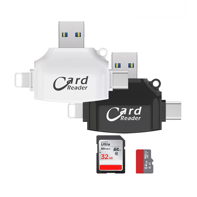 4In1 Пластик Тип C/Micro Usb/Usb устройство для чтения карт SD TF Usb Ipad Iphone X 7 8 плюс 5 6 S памяти