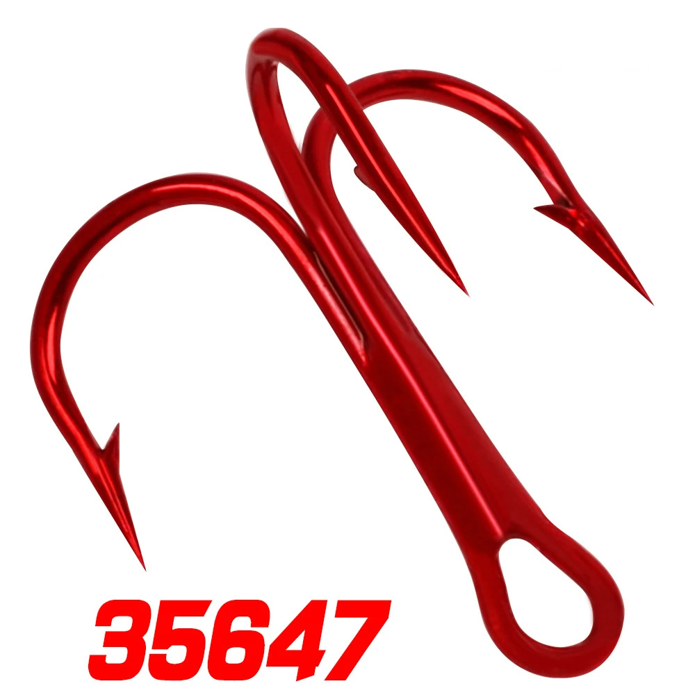 30 шт./лот красный трехсторонний крючок 2 #4 #6 #8 #10 # тройные рыболовные изделия из